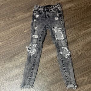 Flying Monkey Charcoal Distressed Skinny Jeans
